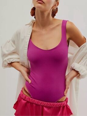 Free People Clean Lines Thong body suit Mauve L/XL